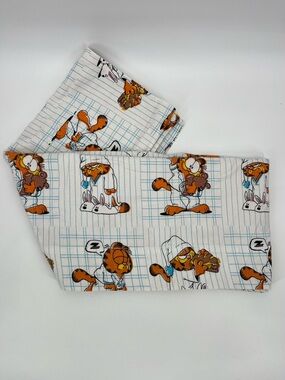 Vintage Twin Flat Sheet & 1 Standard Pillowcase Garfield Cartoon Print